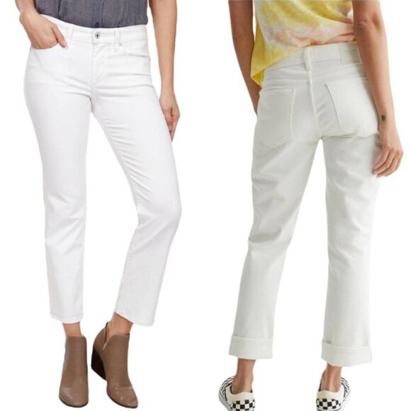 Lucky Brand Womens NWT White Mid Rise Crop Straight Leg Relaxed Jeans Size 14/32 - Picture 1 of 10